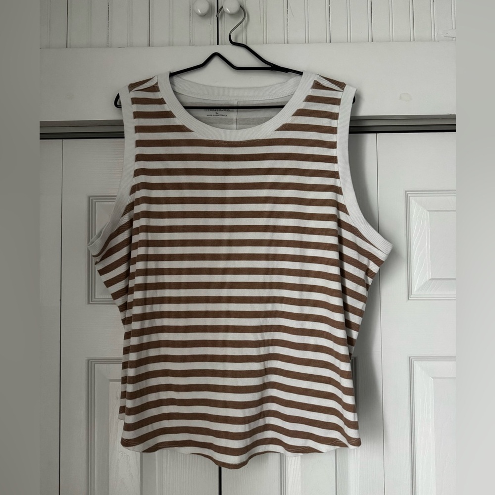 Maurices Brown and White Striped Tank Top